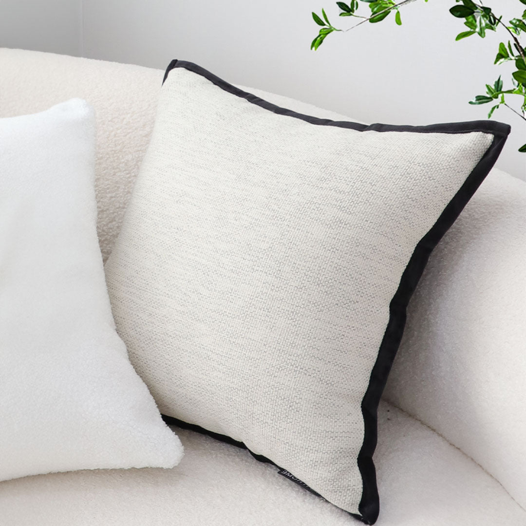 SOGA 50cm Classic Natural Linen Black Piped Edge Decorative Throw Pillow