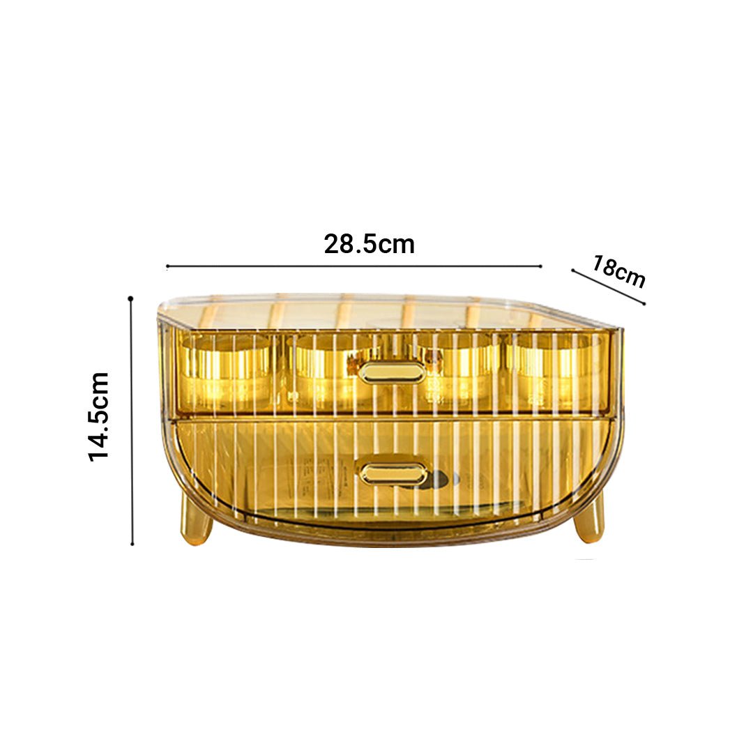2 Tier Golden Yellow Multifunctional Countertop Cosmetic Storage Organiser