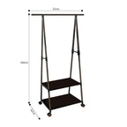 2-in-1 Organiser Clothes Shoe Rack Storage with Wheels Black