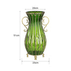 51cm Green Glass Floor Vase with 12pcs Pink Artificial Flower Set