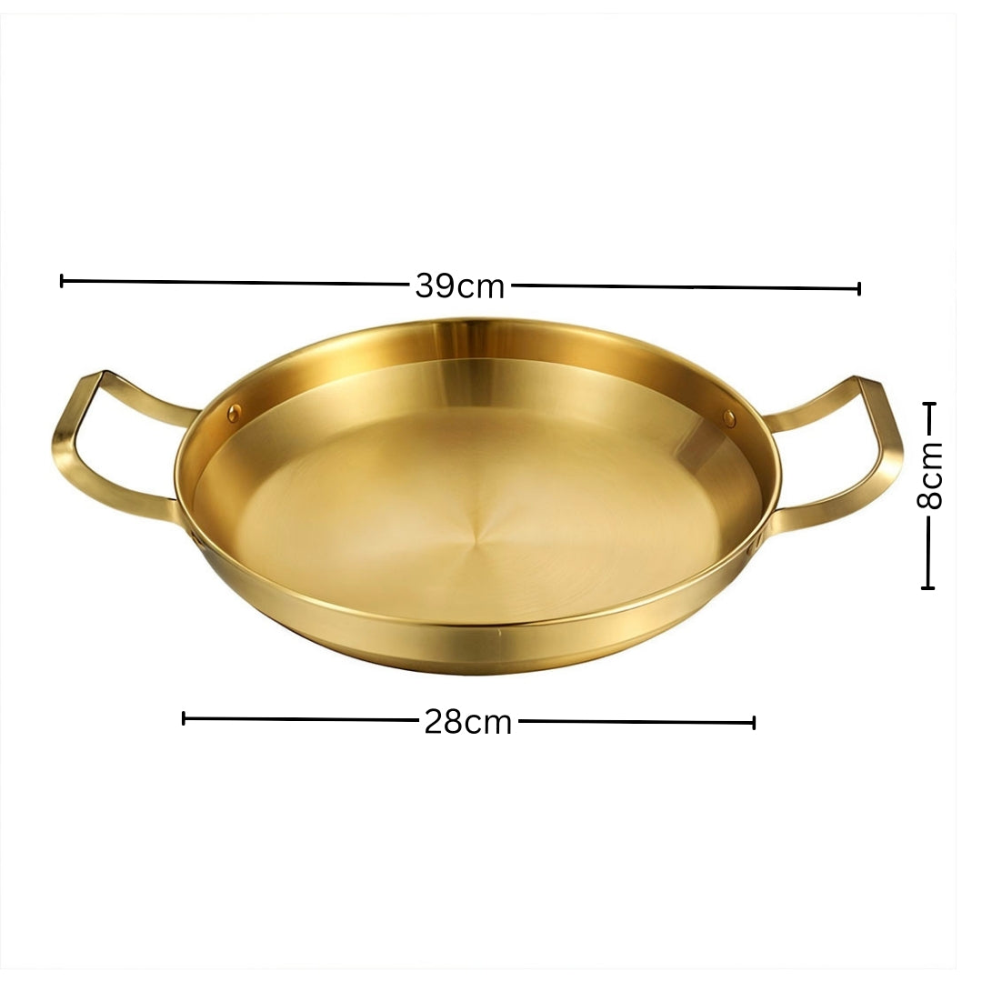 28cm Dry Pot Gold Plated 202 Material Stainless Steel and Kitchen Essential