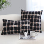 SOGA 2X 35cm Modern Plaid Pattern Blush Pink Gray Throw Pillow