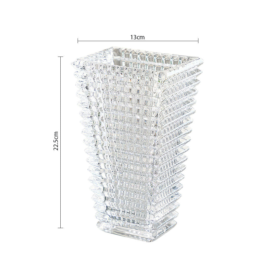 SOGA 22.5cm Handcrafted Clear Glass Vase, Classic Design for Home Decor
