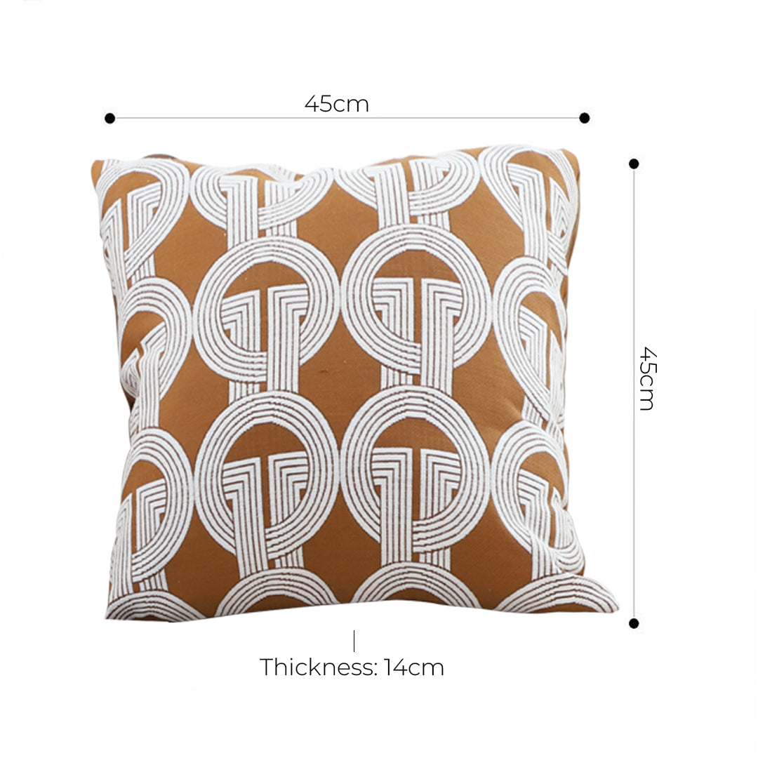 SOGA 45cm Brown Circular Chain Jacquard Square Pillow