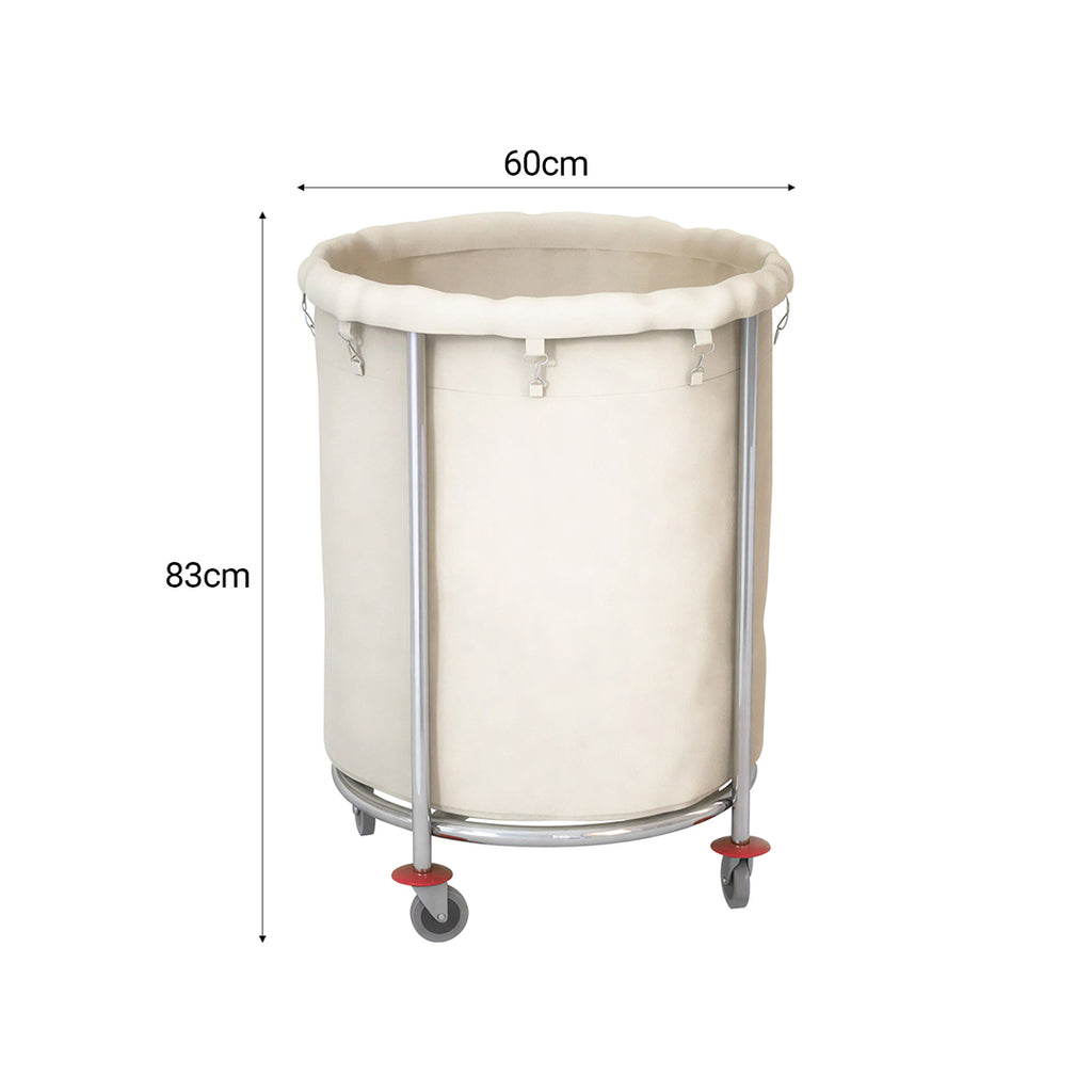 Stainless Round Linen Cart White