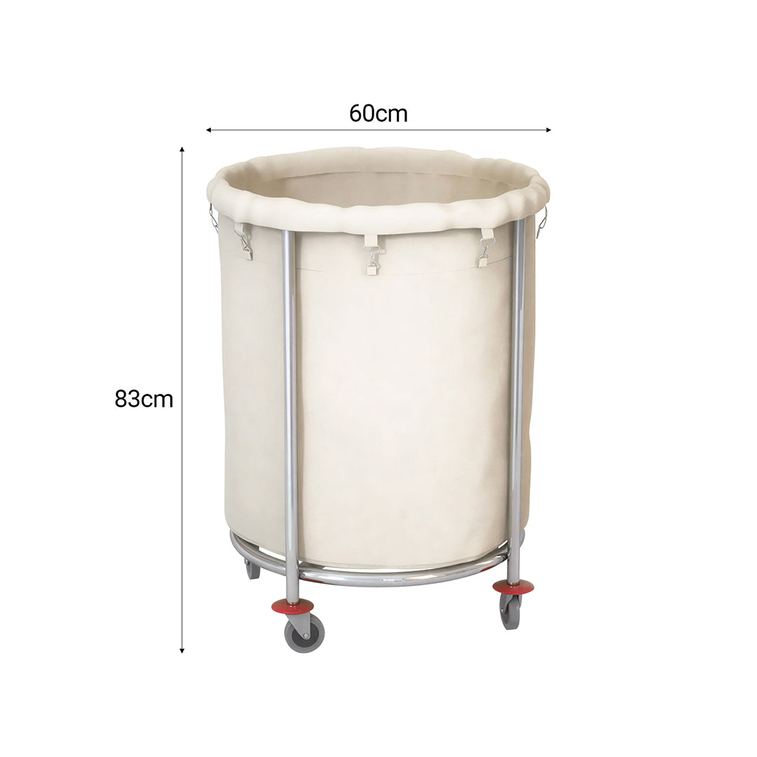 Stainless Round Linen Cart White