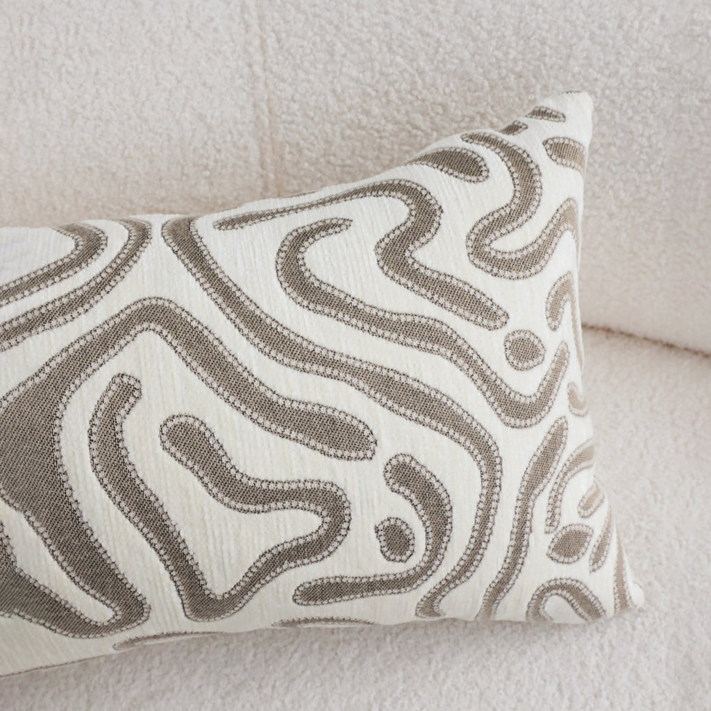SOGA 30cm Gray White Abstract Swirl Pattern Decorative Throw Pillow