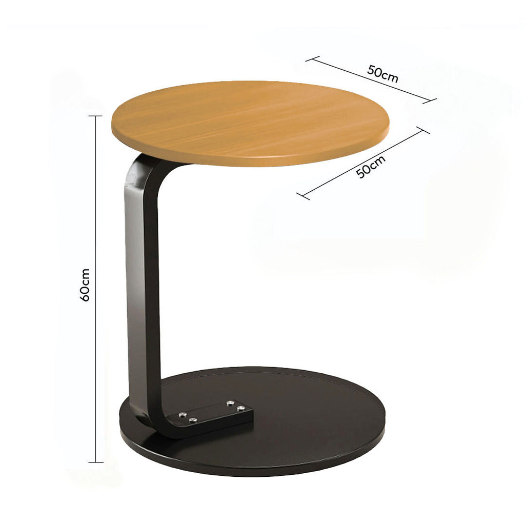 50cm Wood Board Mini Side Table Movable Lightweight w/ Black Frame