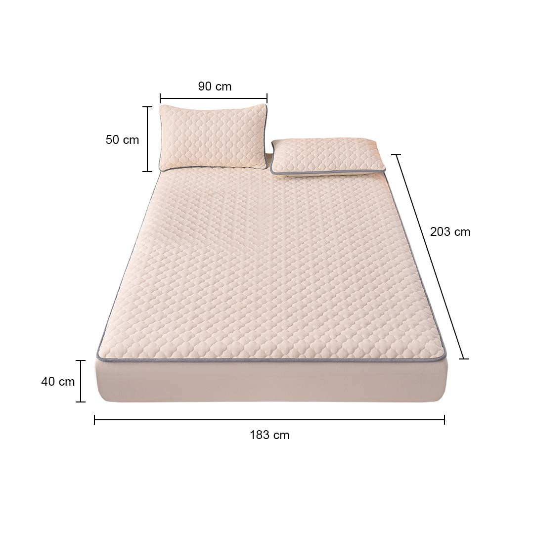 183cm Beige Wide Mattress Cover Clover Design