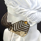 SOGA 40cm White Classical Bust Sculpture Resin with Gold Striped Mask for Modern Home Décor