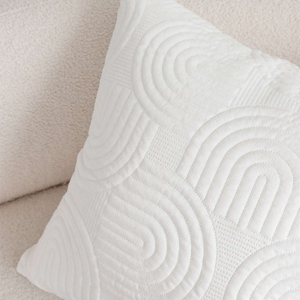 SOGA 50cm White Textured Geometric Pattern Decorative Throw Pillow