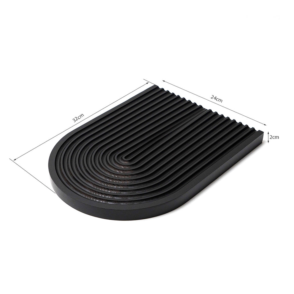 SOGA 32cm Black Ribbed - Premium Beech Wood Decorative Tray