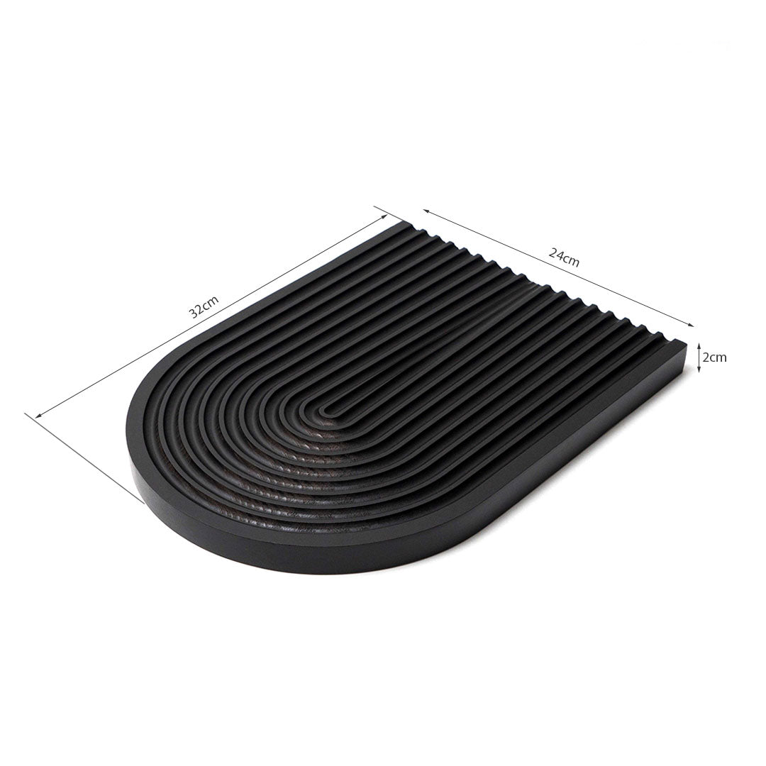 SOGA 32cm Black Ribbed - Premium Beech Wood Decorative Tray