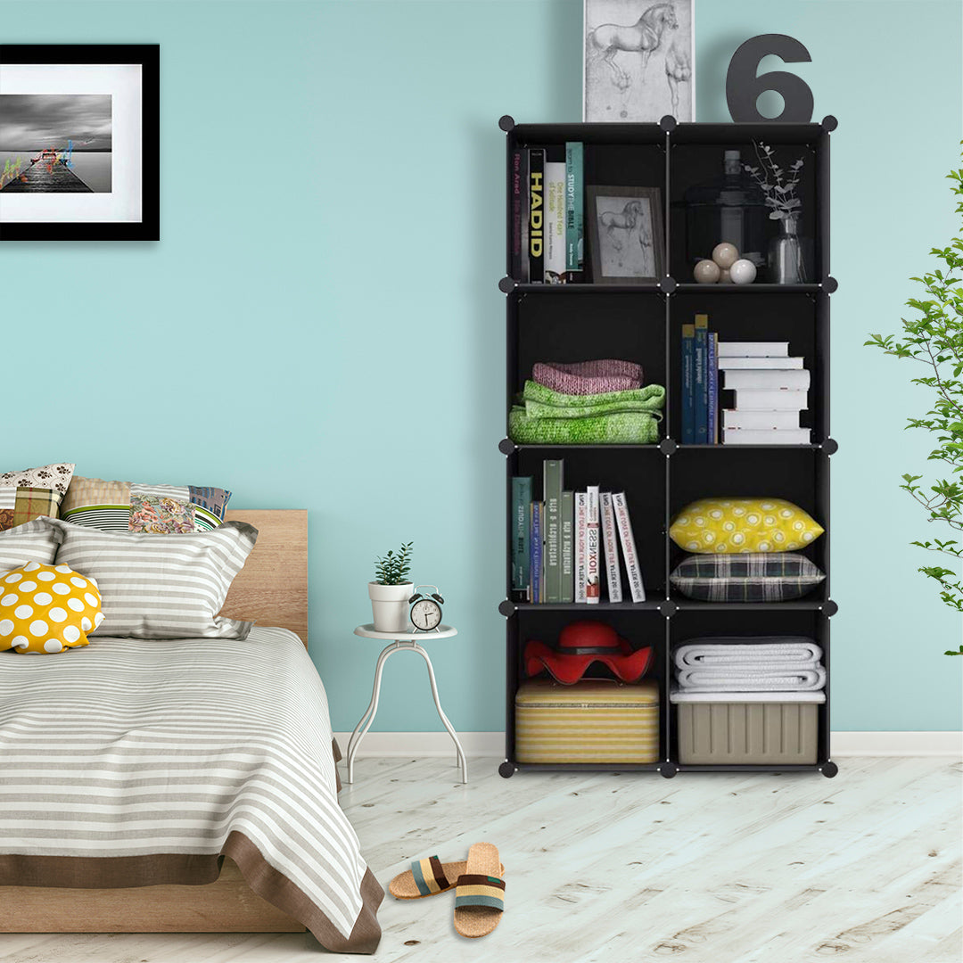 4 Tier 8-Cube Black Portable Wardrobe