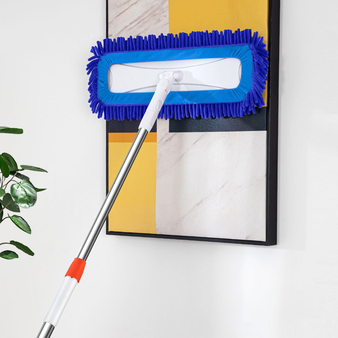 60x12 Blue Microfiber Flat Mop Floor Cleaning Pads Rotating Dust Remover