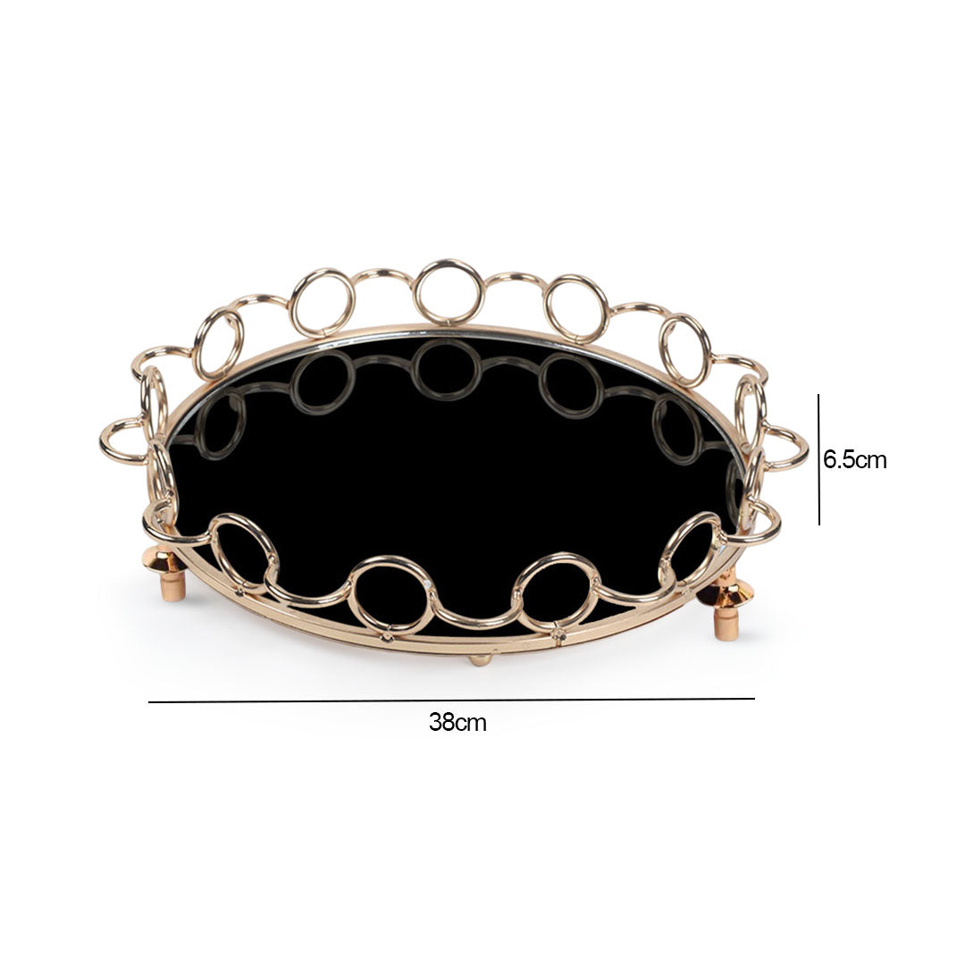 38cm Round Vanity Tray Organiser with Handles