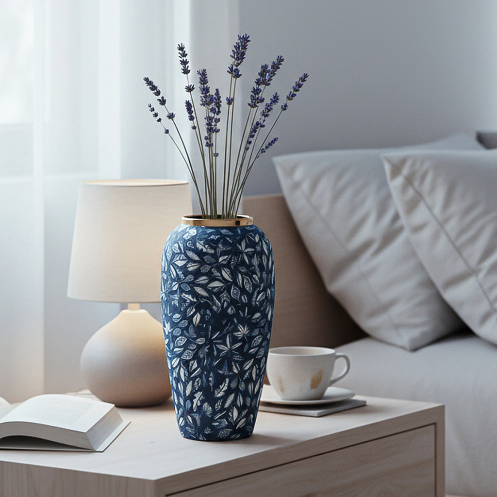 35x17cm Blue Large Ceramic Flower Vase Elegant Living Room Home Decor