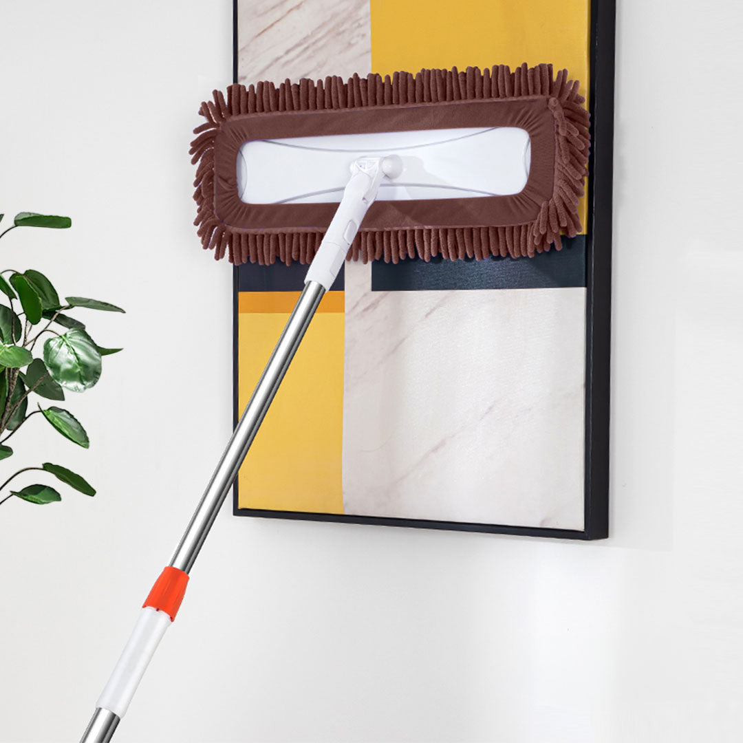 60x12 Coffee Microfiber Flat Mop Floor Cleaning Pads Rotating Dust Remover