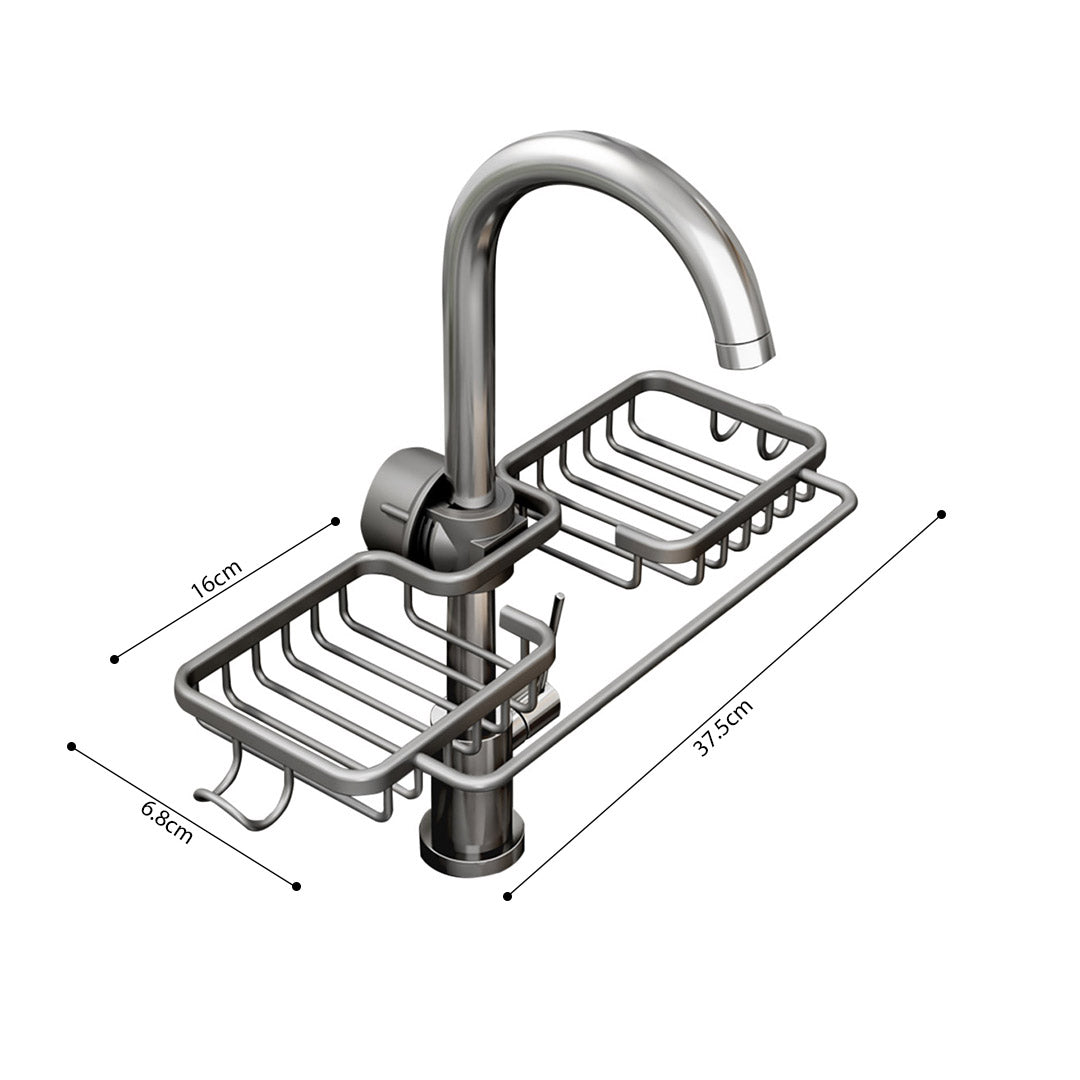 Dark Grey Kitchen Sink Faucet Organiser with Towel Bar Holder