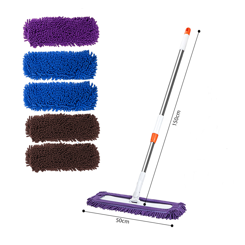 60x12 Microfiber Flat Mop Floor Cleaning Pads Rotating Dust Remover 3 Color