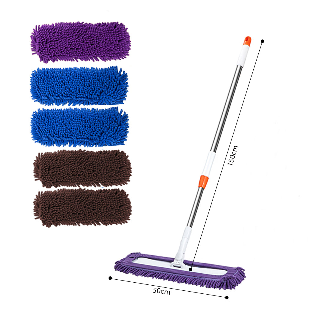 60x12 Microfiber Flat Mop Floor Cleaning Pads Rotating Dust Remover 3 Color