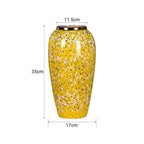 35x17cm Yellow with White Mini Floral Large Ceramic Flower Vase Elegant Living Room Home Decor