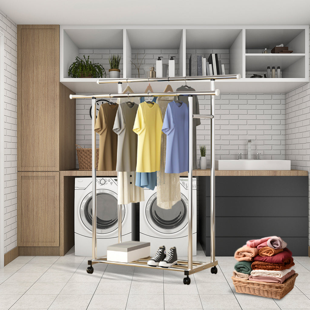 SOGA 120cm Stainless Steel Floor-Standing Clothes Rack - Durable and S ...