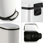 Foot Pedal Stainless Steel Trash Bin 10L U White