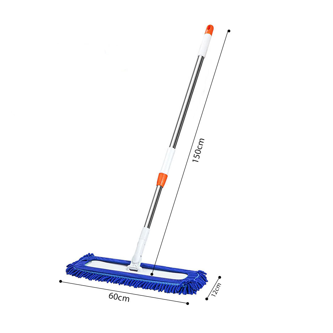 60x12 Blue Microfiber Flat Mop Floor Cleaning Pads Rotating Dust Remover