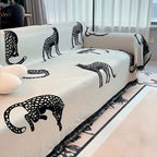 SOGA Three-seater White Sofa Cover Leopard Print 180x340cm Polyester