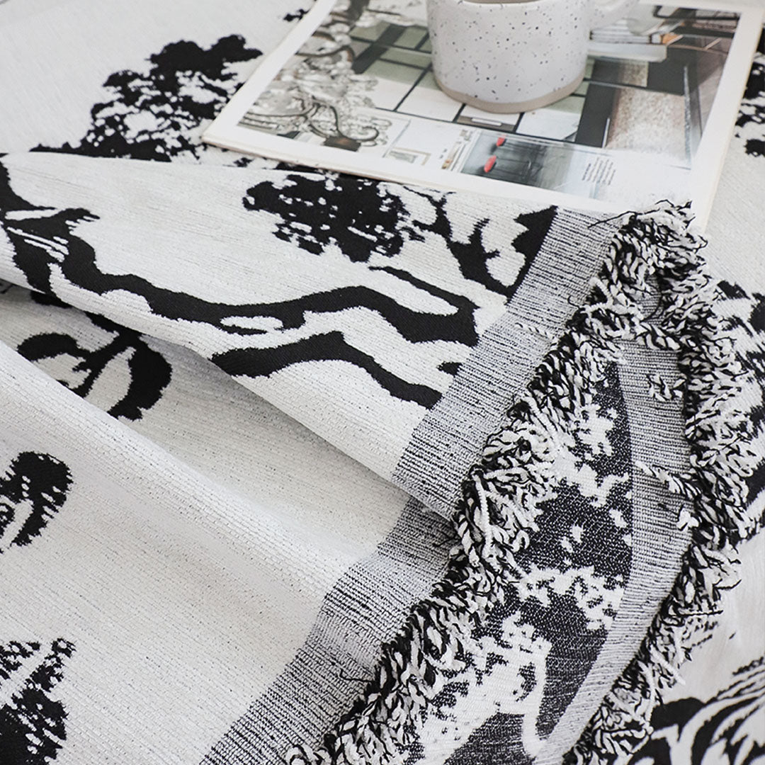 SOGA Two-seater White Sofa Cover Tree Print 180x260cm Polyester