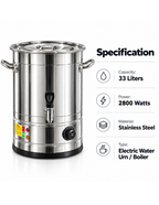 33L Stainless Steel URN Commercial Water Boiler