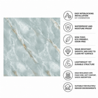 SOGA Peel & Stick Floor and Wall Tiles 60 x 60cm 10 Pack Jade Faux Marble