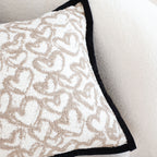 SOGA 2X 50cm Elegant Beige Scrollwork Pattern Black Trim Decorative Throw Pillow