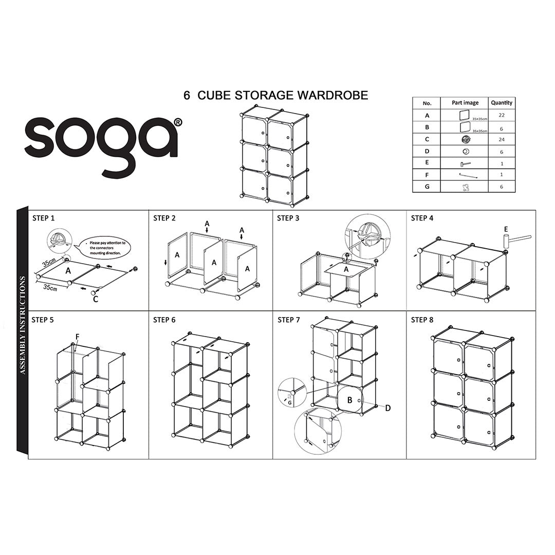 3 Tier 6-Cube Portable Wardrobe