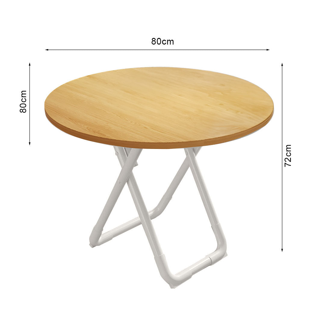 80cm Wood Color Round Table with White Legs