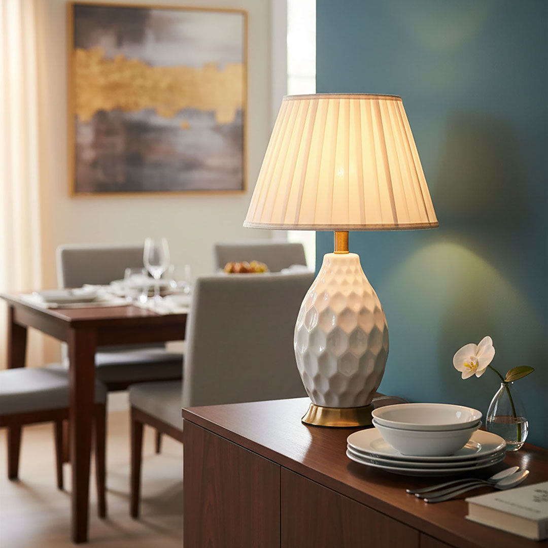 Textured Ceramic Table Lamp White