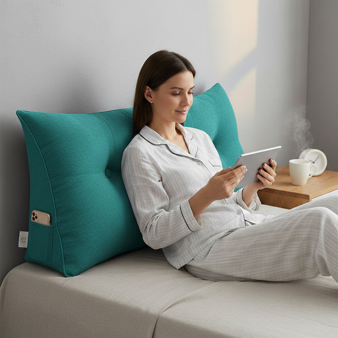 SOGA 100cm Blue Green Wedge Bed Cushion
