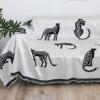 SOGA Two-seater White Sofa Cover Leopard Print 180x260cm Polyester
