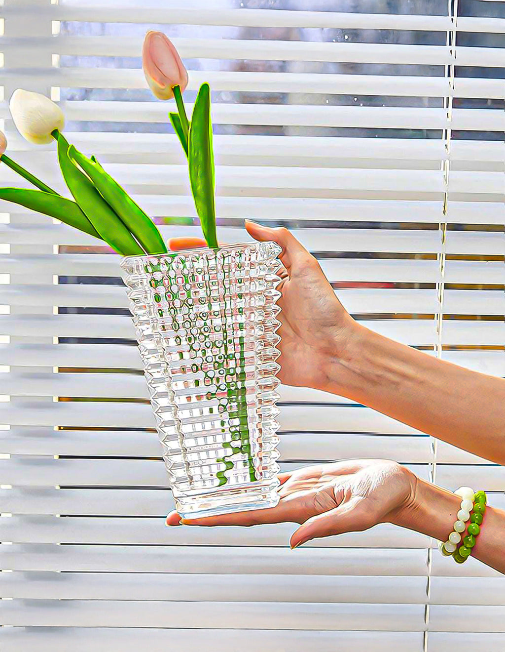 SOGA 28cm Handcrafted Clear Glass Vase Classic Design for Home Decor