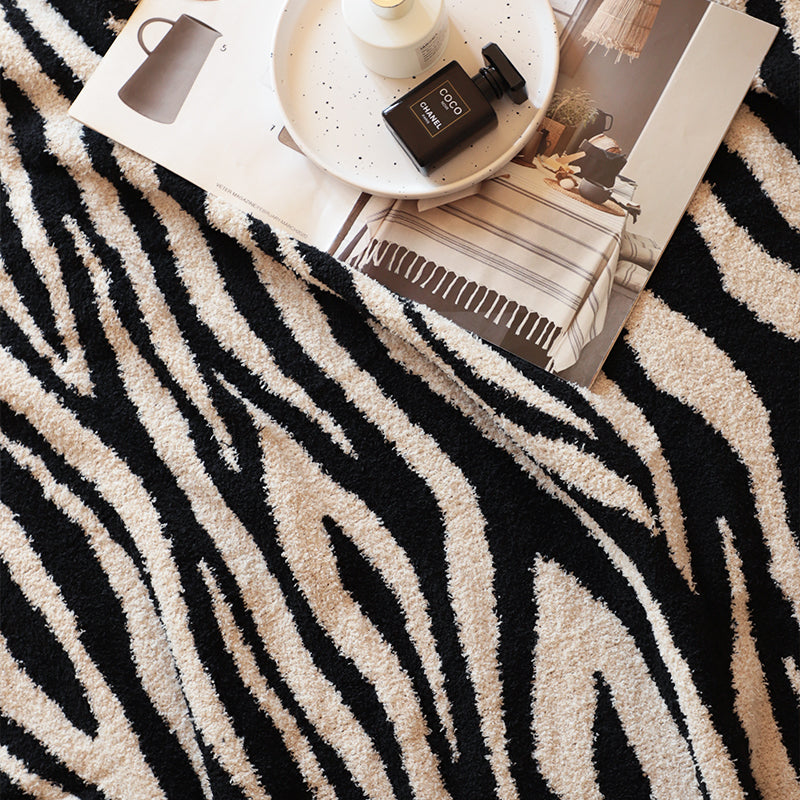 130x170cm Throw Blanket Black and White Soft Zebra Print