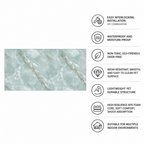 SOGA Peel & Stick Floor and Wall Tiles 30 x 60cm 10 Pack Jade Faux Marble
