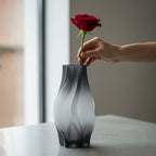 SOGA 24cm Glass Vase Grey with Beautiful glass Bubble Texture Art Vases