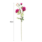 67cm Blue Glass Floor Vase and 12pcs Dark Pink Artificial Flower Set