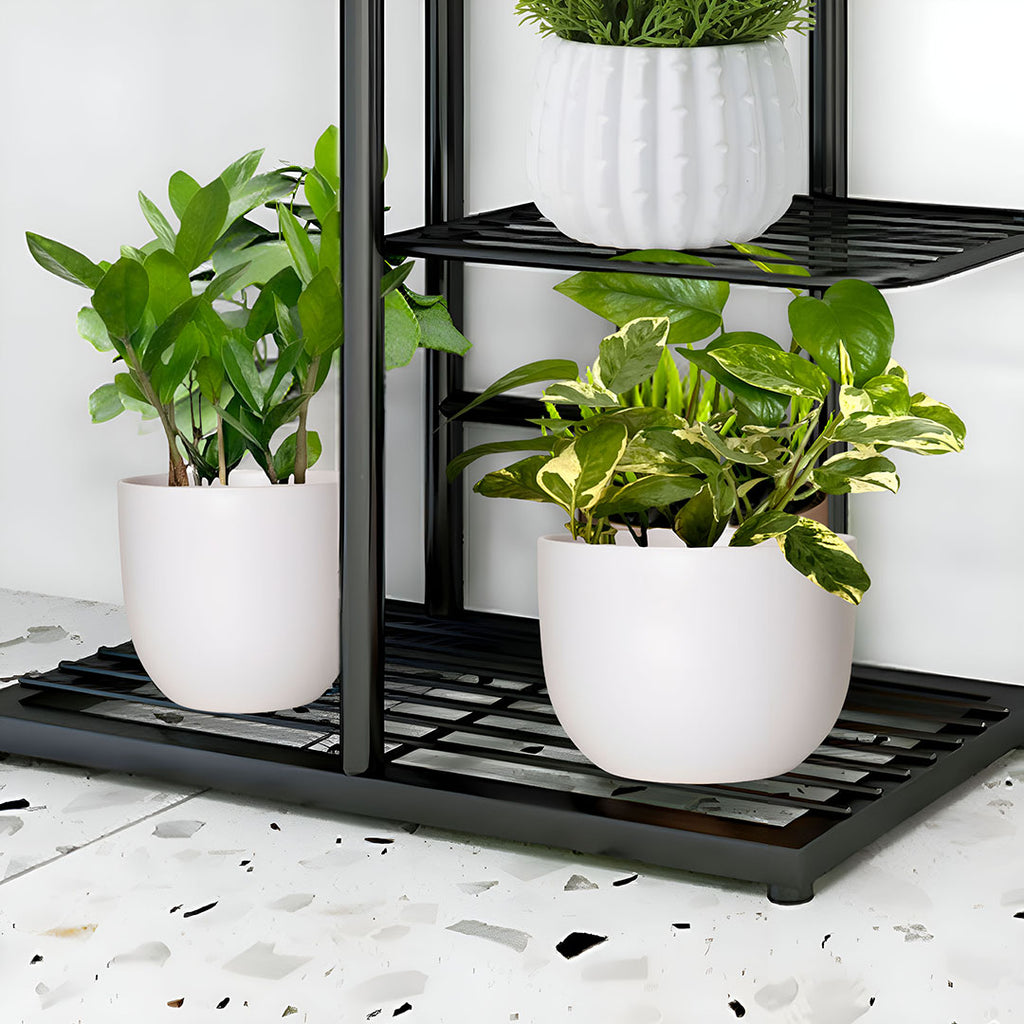 8 Tier Black Metal Plant Flowerpot Display Rack