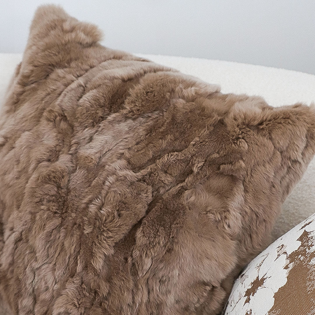 SOGA 50cm Luxurious Brown Faux Fur Plush Textured Throw Pillow