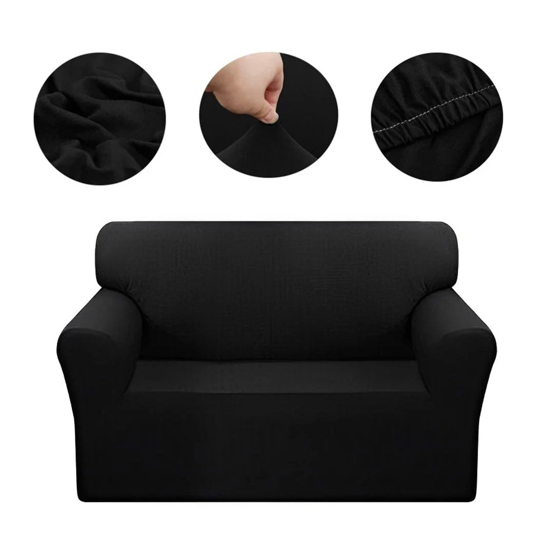 High Stretch 2-Seater Black Sofa Slipcover