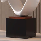 SOGA 41cm White Abstract Sculpture Loop-Inspired Art with Black Base