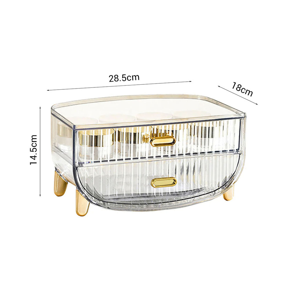 2 Tier Transparent Multifunctional Countertop Cosmetic Storage Organiser