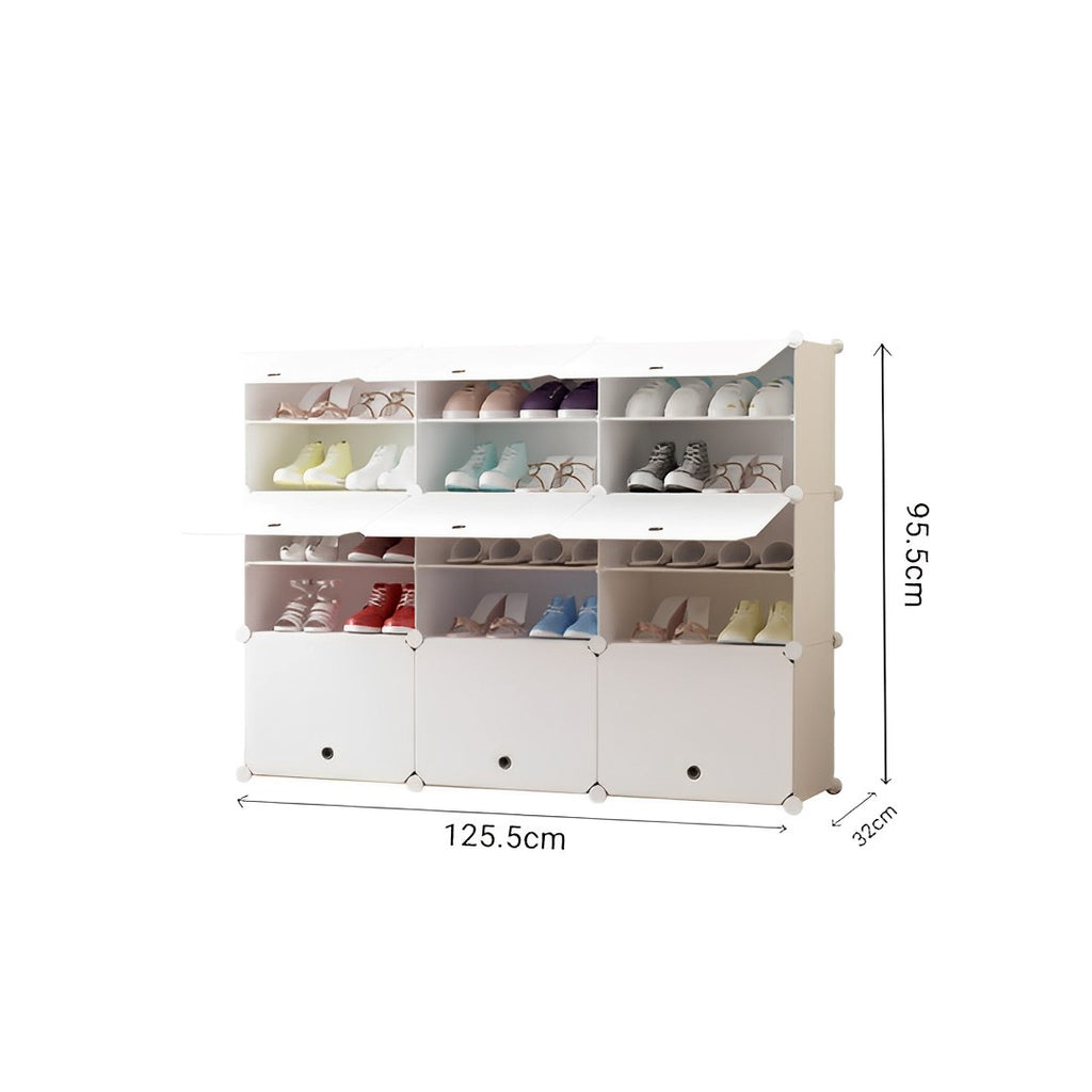 5 Tier 3 Column White Shoe Rack Organizer